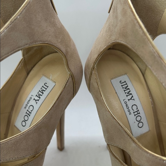Jimmy Choo Auth Glittery Beige Leather Stiletto Heels Shoes **Size 38/US 8**🔥🔥 - Picture 7 of 9